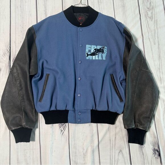 Vintage Just Jackets Free Willy Varsity Jacket 90s Nostalgia USA Men’s Large - Picture 1 of 11